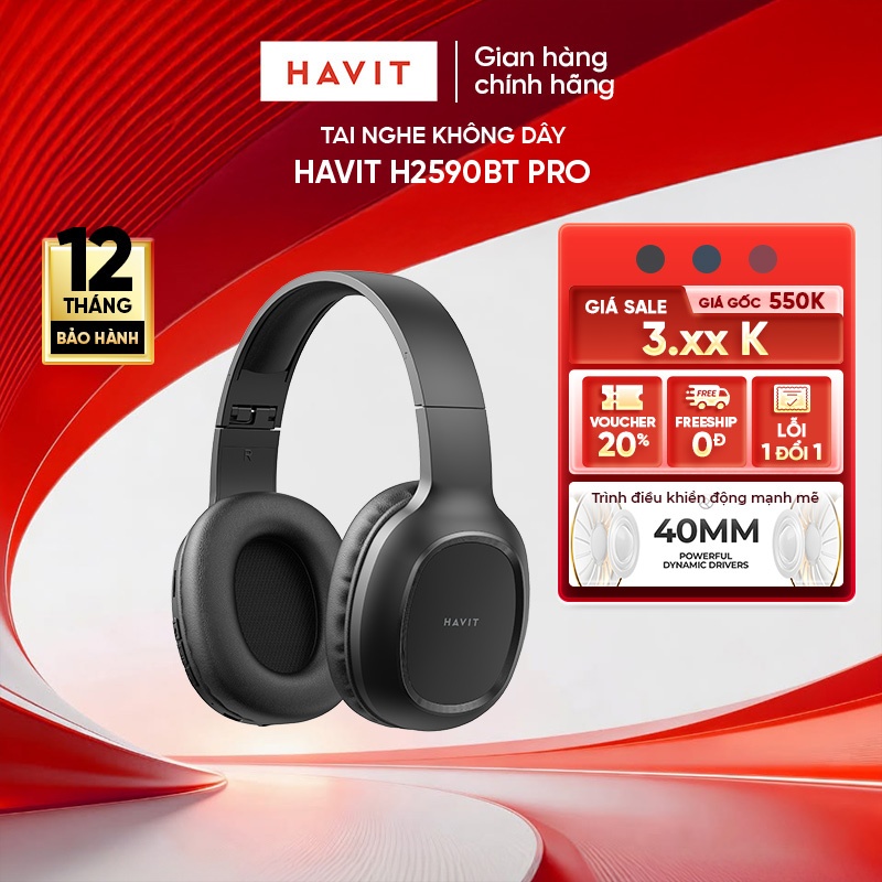 Tai Nghe Chụp Tai Havit H2590BT PRO Bluetooth 5.1 (Bản nâng cấp của Havit i62) - Hàng chính hãng