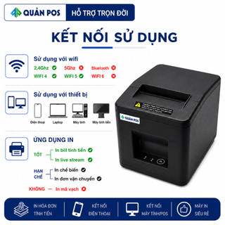 Máy in hóa đơn wifi kết nối điện thoại không dây Quản Pos QP-840W