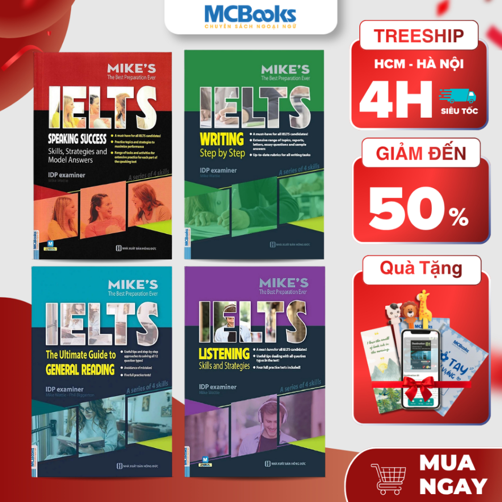 Sách - Combo 4 Kỹ Năng Ielts Mike's Luyện Thi Ielts Học Thuật - Mcbooks