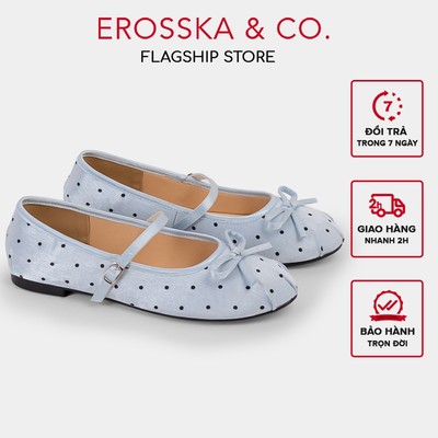 [EROSSKA] - Giày búp bê chấm bi nơ mảnh màu xanh pastel style Hàn Quốc cao 1cm - EL130