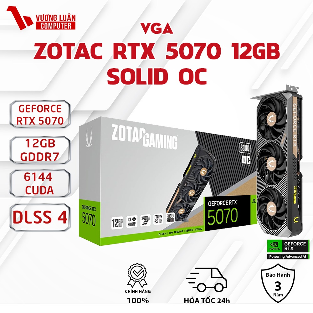 VGA Zotac GeForce RTX 5070 Solid 12GB OC Chính Hãng Full.Vat