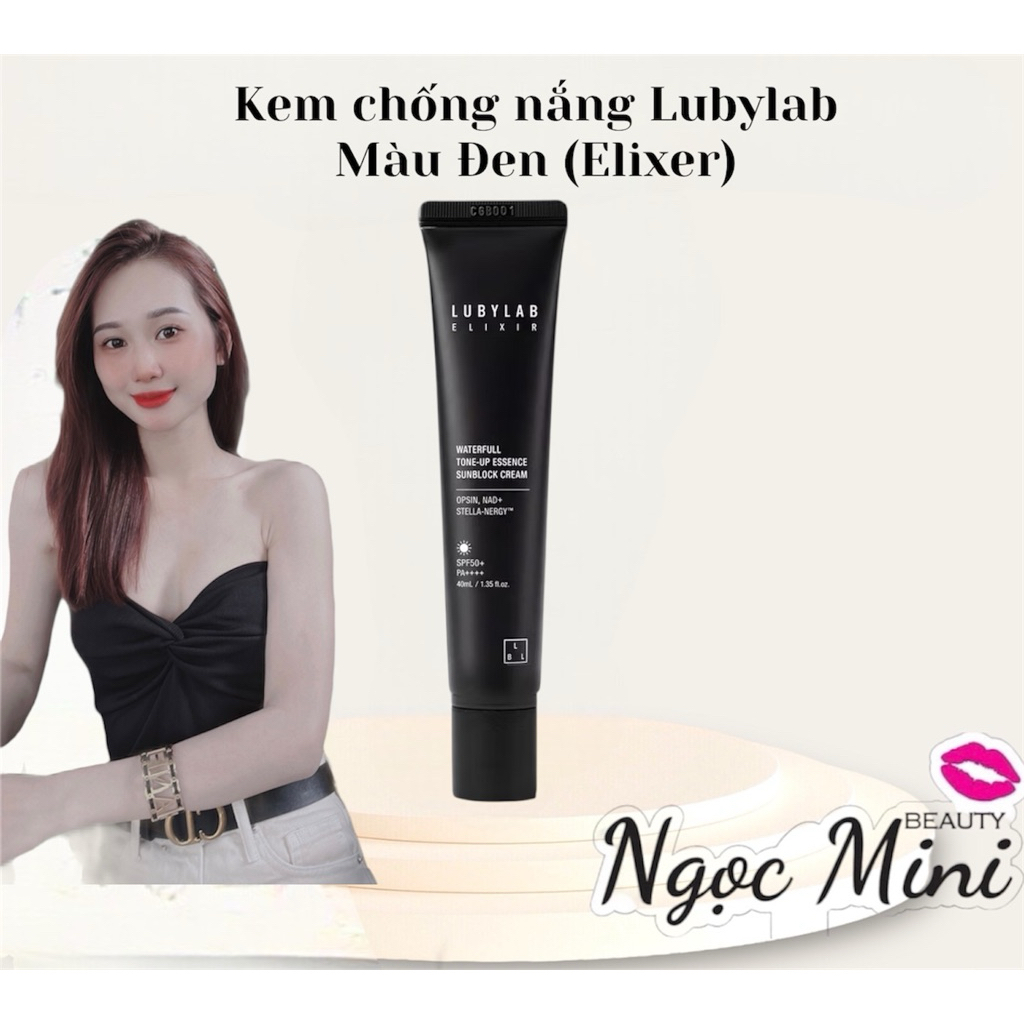 Kem chống nắng LUBYLAB Màu Đen ELIXER waterfull-toneup Essence Sunblock Cream