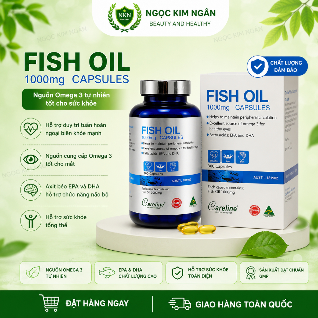 Dầu cá Fish Oil - Careline - 1000mg - Hộp 100 viên
