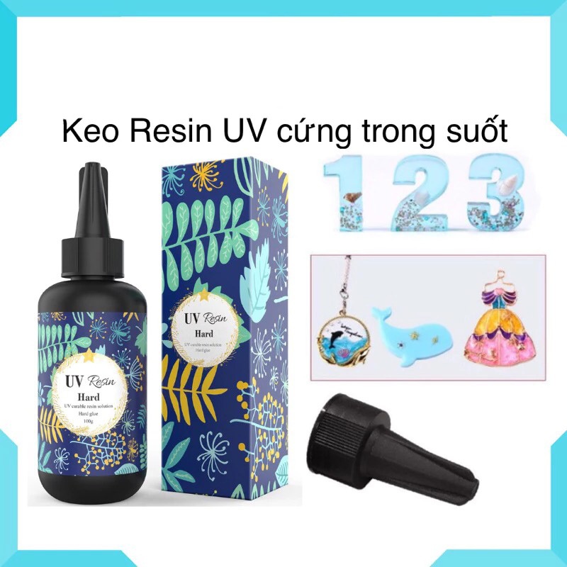 Keo UV Trong Suốt, Keo Uv resin Siêu Cứng Làm Đồ Handmade, Phủ Bóng Nhanh Khô, Chống Ố Vàng