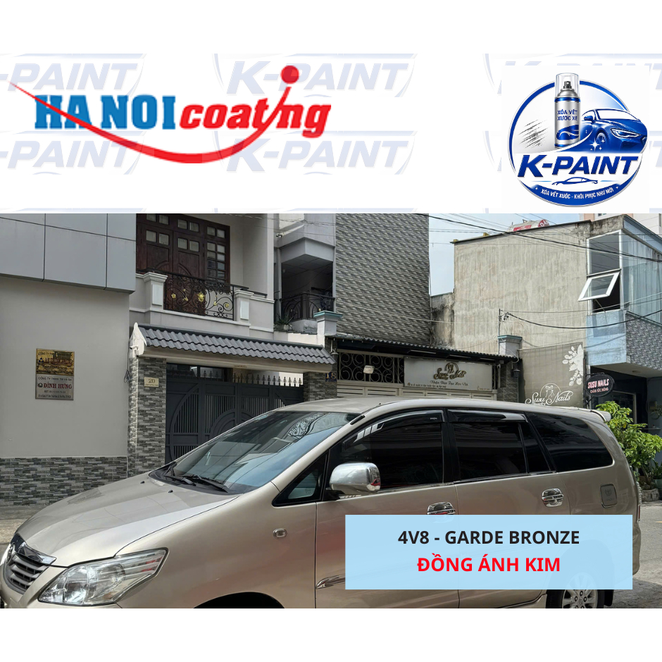 Sơn Xịt Xóa Vết Xước cho xe TOYOTA INNOVA màu ĐỒNG ÁNH KIM mã màu 4V8 - GARDE BRONZE chính hãng K-PA