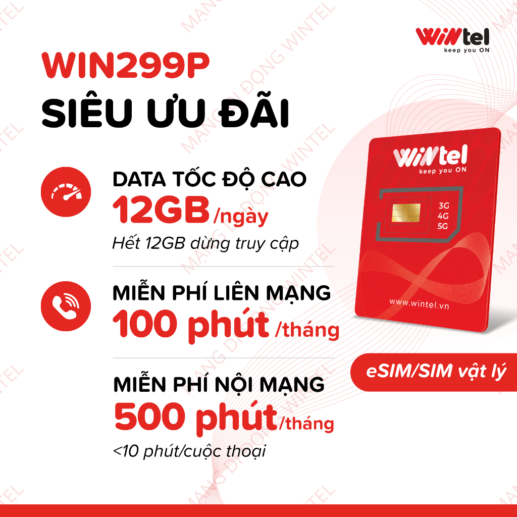 SIM 4G Wintel WIN299P - Sim Data Không Giới Hạn