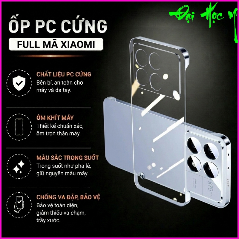 Ốp lưng cứng trong suốt không viền xiaomi Mi 12/12x/12s/  Mi 12Ultra/12s Ultra/ Mi 12Pro/12s Pro  si