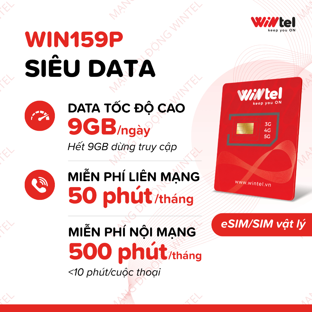 SIM 9GB/Ngày Wintel Win159P - SIM Data Không Giới Hạn