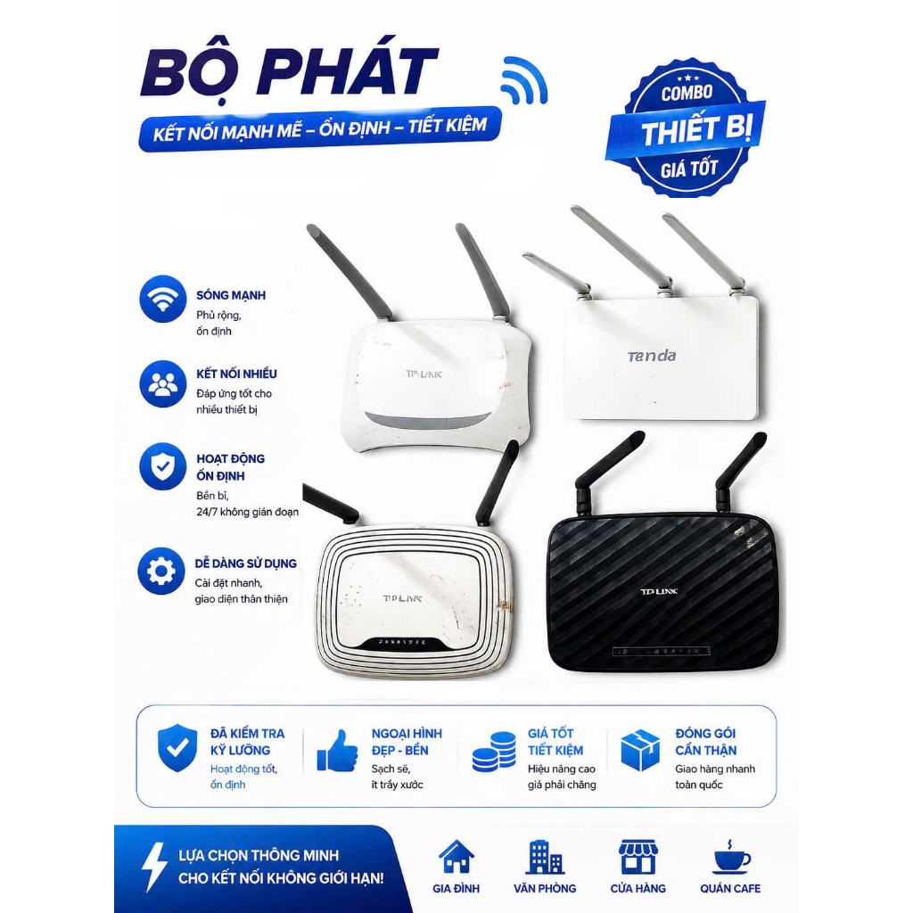 Thanh lý bộ phát wifi router Tplink,cục phát wifi Tplink 2 râu 842N, 841N, C2, Tenda