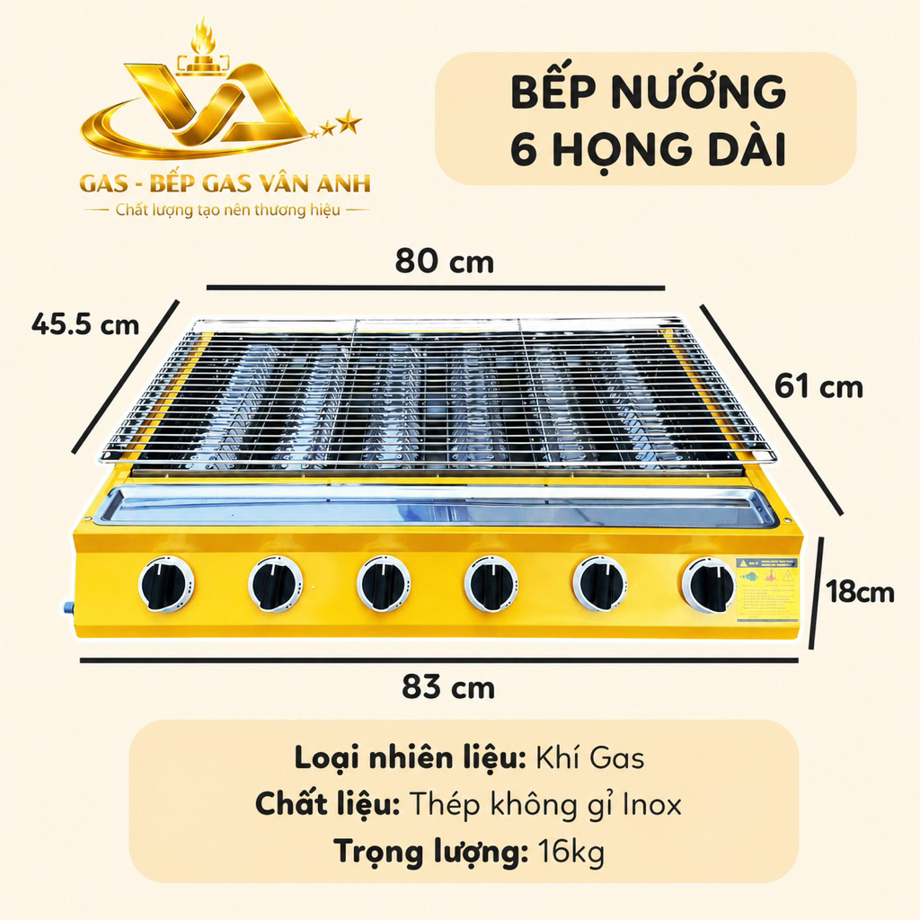 Bếp Nướng BBQ 6 họng dài ( loại đặc biệt ) redhome