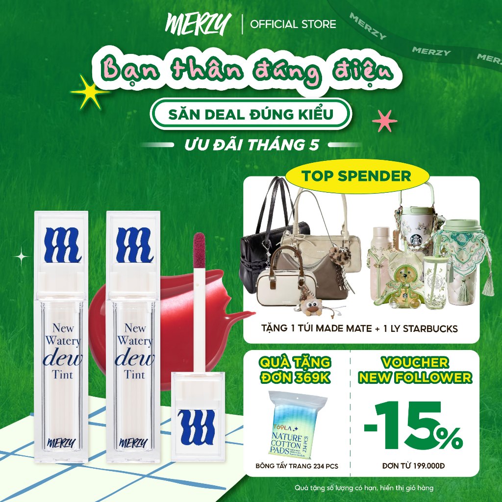 COMBO 2 Son Tint Bóng Merzy The New Watery Dew Tint 4g x 2