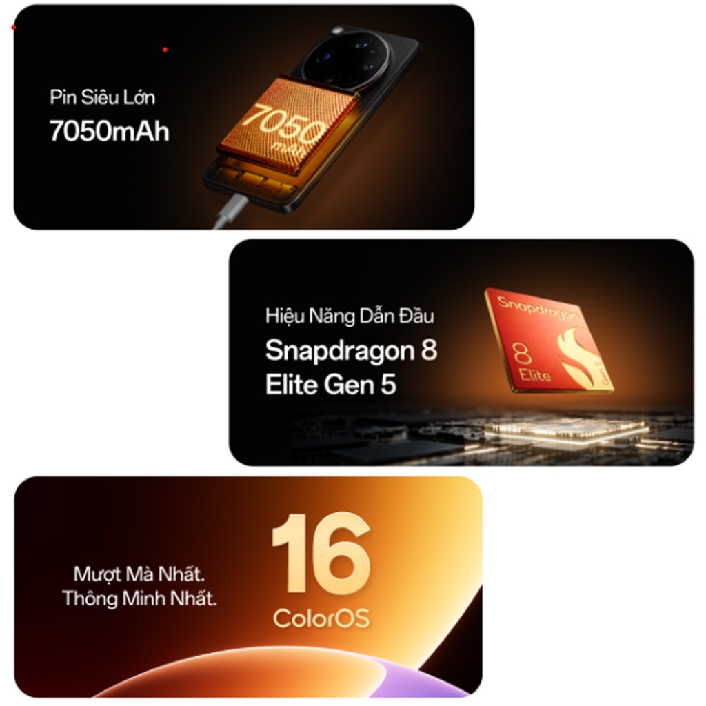 Điện thoại OPPO FIND X9 Ultra 12GB + 512GB | Pin 7050 mAh | Màn hình 6.82" | Snapdragon® 8 Elite Gen | BigBuy360 - bigbuy360.vn