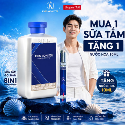 [CHÍNH HÃNG] Sữa tắm nam ĐẾ VƯƠNG KING MONSER Sữa tắm gội 3in1 Tắm gội rửa mặt siêu tiện lợi