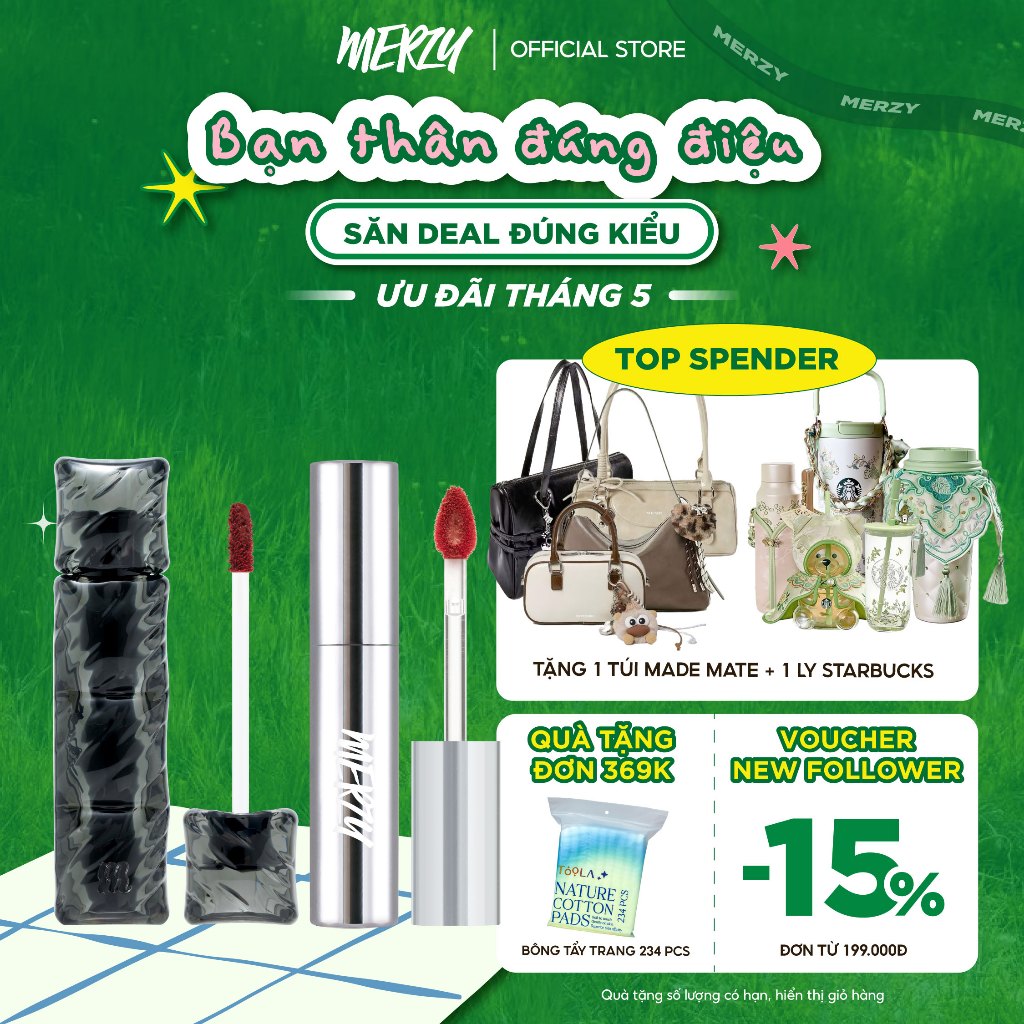 COMBO 2 Son Merzy Puffer Velvet Tint 3.7g + Merzy The Glam Mellow Tint 4g