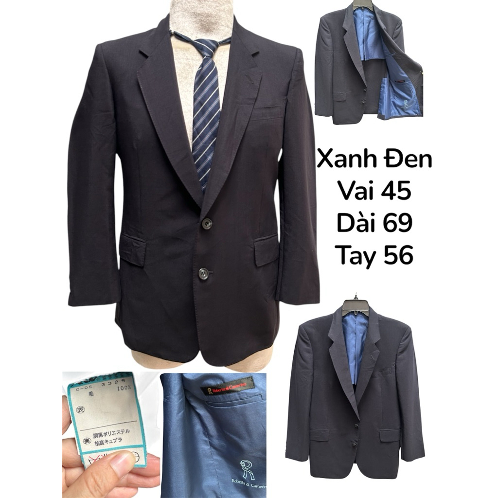 🍁 B39 Áo Khoác Blazer Nam Xanh Đen thoáng mát Hè Thu 2hands( 🍁Hàng Si Nhật)