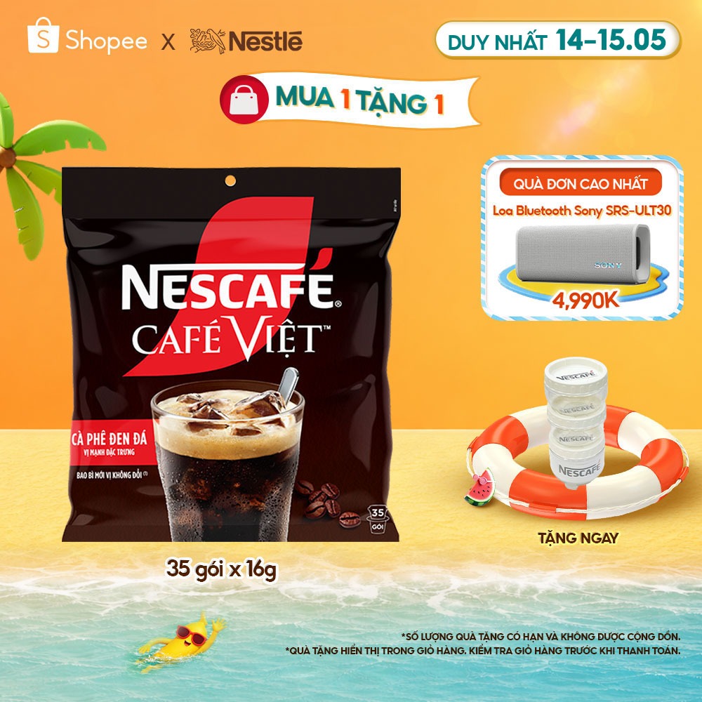 [Tặng Bộ 3 hũ đựng gia vị NESCAFÉ] Bịch Cà phê Hòa tan NESCAFÉ CAFÉ VIỆT 35 gói Vị Mạnh đặc trưng