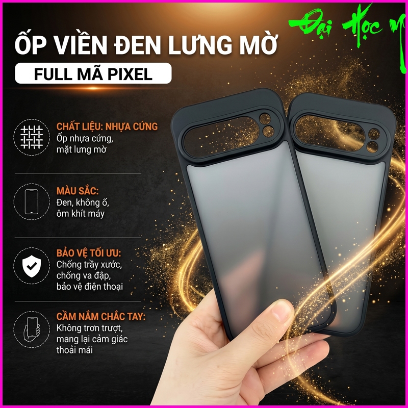 Ốp viền đen lưng mờ Google  Pixel 7/ Pixel 7/ Pixel 7 Pro.... Viền TPU đen lưng mờ cao cấp