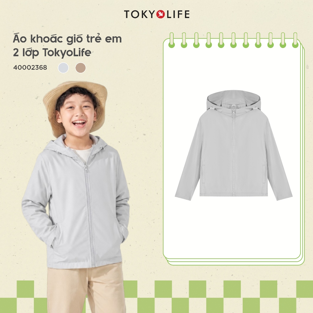 Áo khoác gió trẻ em TOKYOLIFE áo gió thu đông 2 lớp chống gió, chống bụi, giữ ấm 40002368