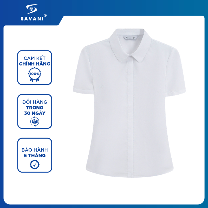 Áo Sơ Mi Nữ SAVANI Ngắn Tay, Áo Sơ Mi Ngắn Tay Nữ Chất Liệu Mềm Mịn, Thoáng Khí WSSA031S6