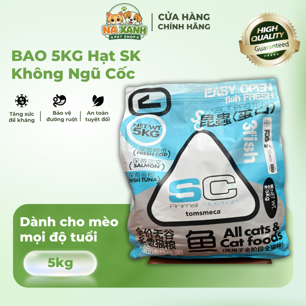 BAO 5KG Hạt SK Protein Từ Côn Trùng Không Độn Ngũ Cốc, Dành Cho Mèo Con & Mèo Lớn - Na Xanh Petshop