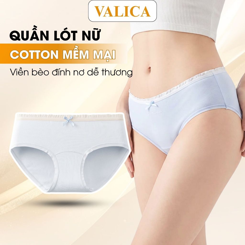 Quần Lót Nữ Cotton Viền Ren Co dãn 4 Chiều - Quần Chip Nữ Cạp Vừa Đáy May Chắc Chắn VALICA L4119