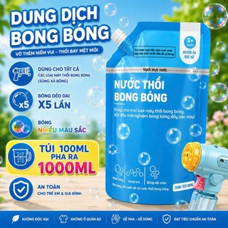 Túi SKY BLUE 100ml xà bông pha ra 1000ml xà bông sinh học dùng cho máy thổi bong bóng dẻo dai x5 lần