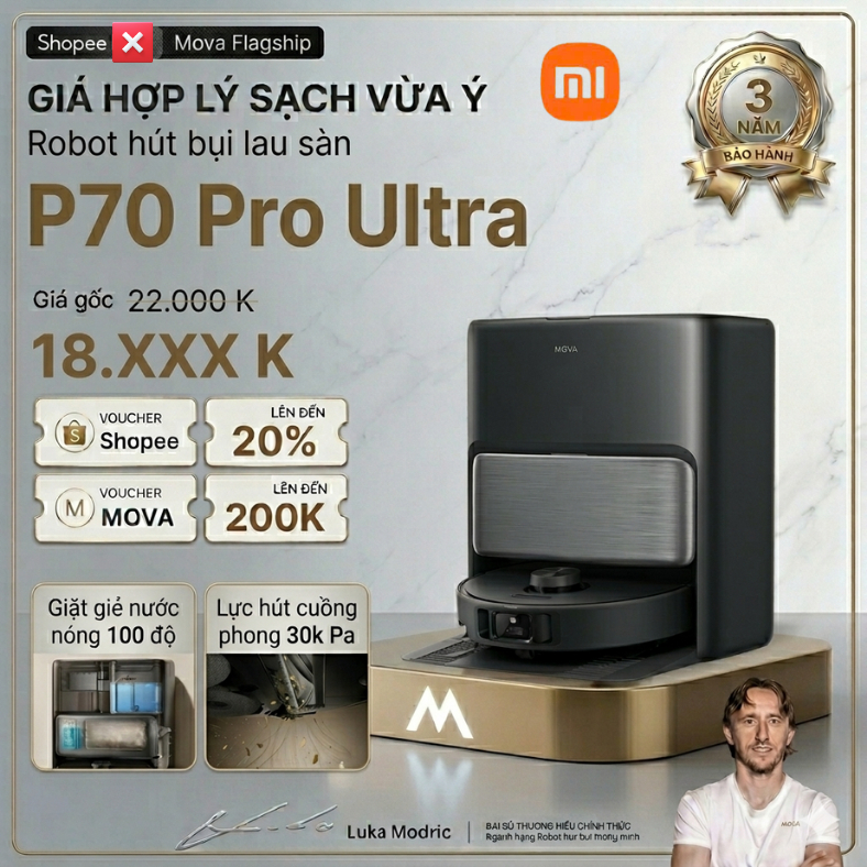 Robot hút bụi lau nhà Dreame X40 Ultra - Đen, Trắng | Kích thước 350x350x97mm | Dung lượng 0.3L