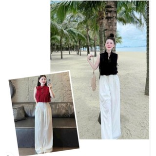 SÉT QUẦN DÀI ỐNG RỘNG PHỐI ÁO SIÊU XINH✨trẻ trung, , thu hút ánh nhìn😉 Chất liệu: ĐŨI
