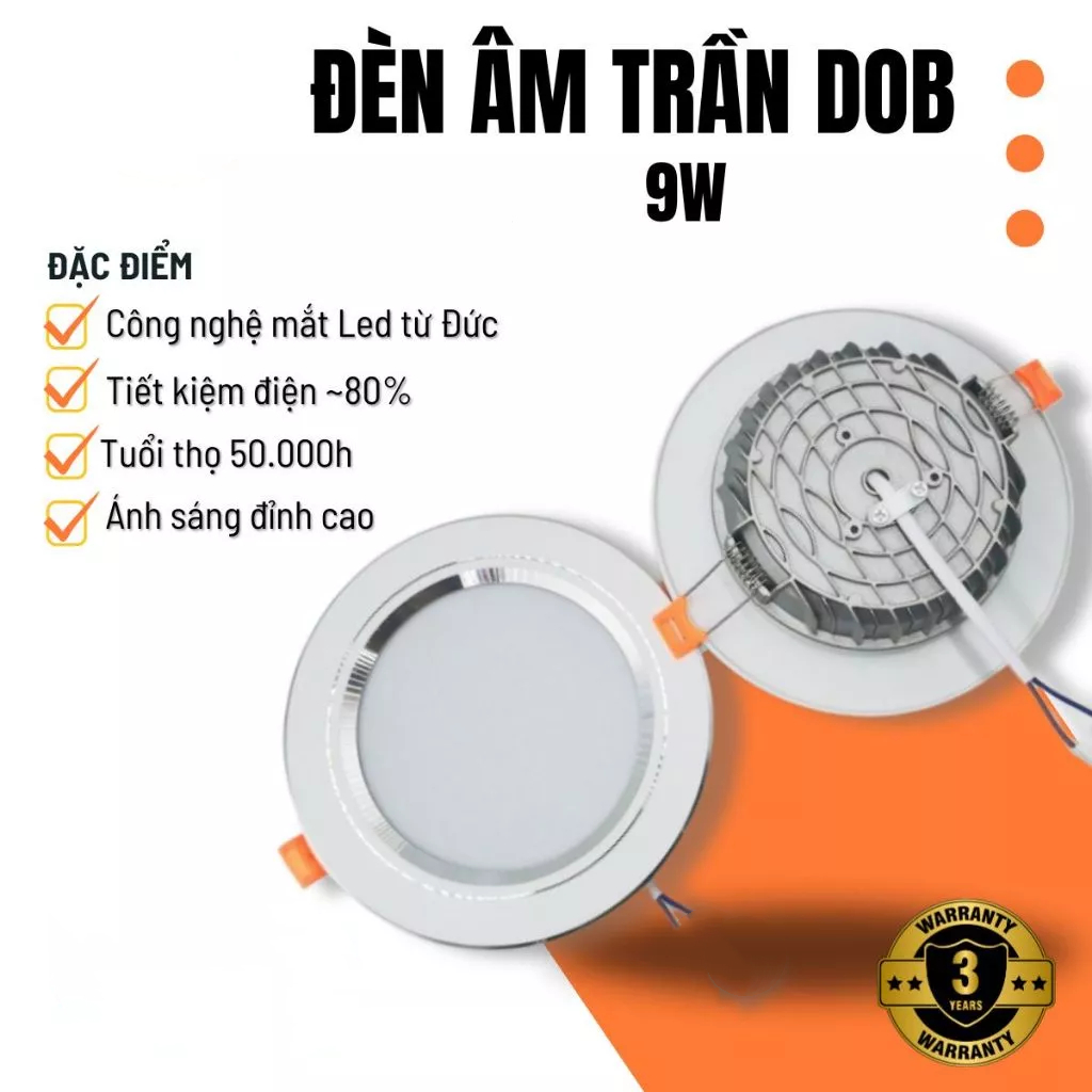 Đèn trần 9W 12W viền vàng bạc đổi màu ánh sáng siêu mỏng bảo vệ mắt, chống nhấp nháy điện 220V