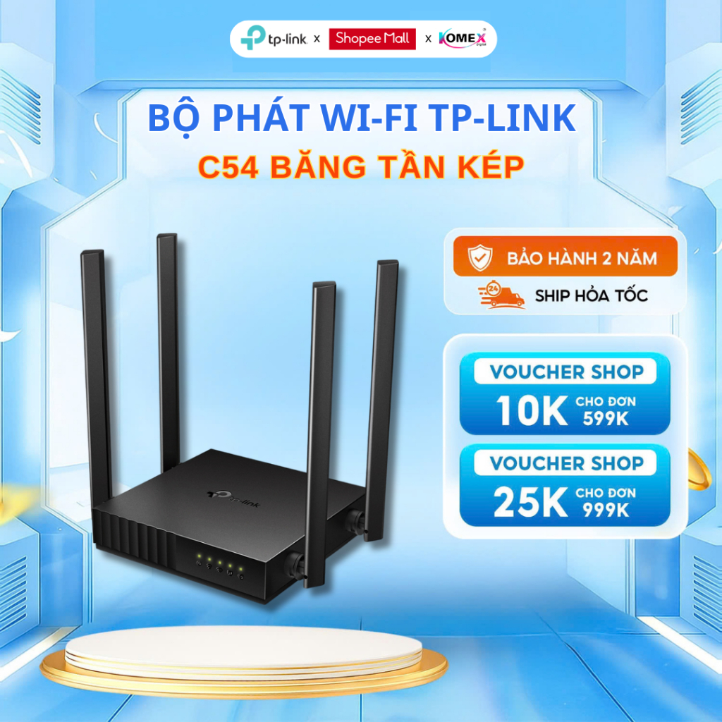 Router Phát Wifi 5 TP-Link Archer C54 MR30G Băng Tần Kép Chuẩn AC1200 giao thức internet IPv6