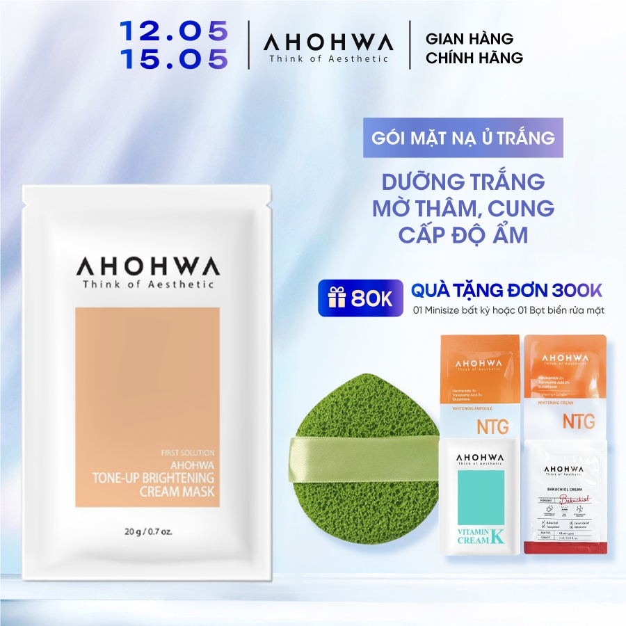 Gói mặt Nạ Ủ Trắng Dạng Kem AHOHWA Tone-Up Brightening Cream Mask