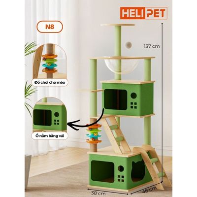 Nhà Cây Cào Móng Cho Mèo, Cattree Cho Mèo Đa Năng HELIPET Kết Hợp Vui Chơi Và Thư Giản