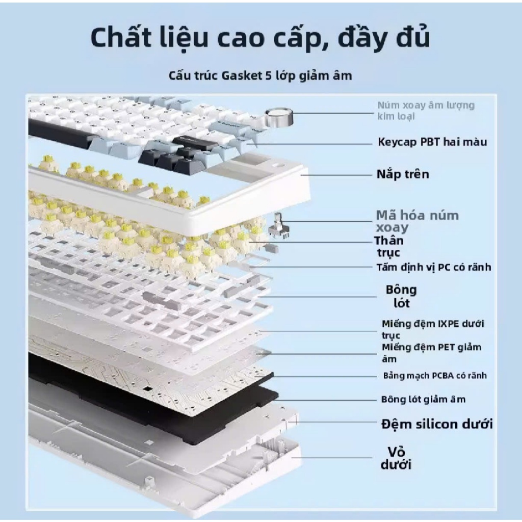 BÀN PHÍM CƠ - AULA F75 Wireless 3 Mode - Bàn Phím Cơ Gaming RGB Gasket Mount Hot Swap | BigBuy360 - bigbuy360.vn
