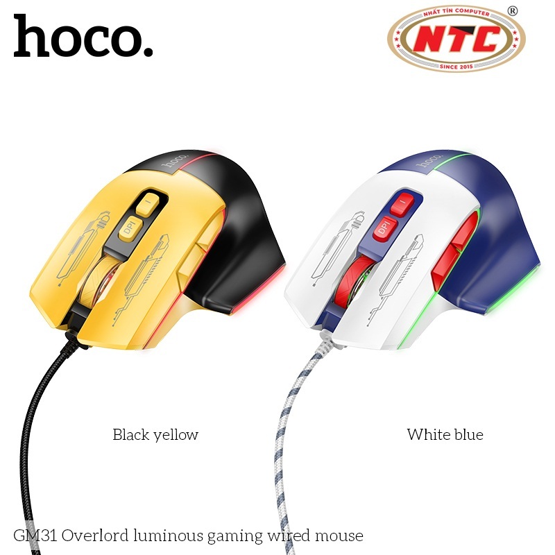 Chuột Gaming có dây 7D Hoco GM31 Thiết kế đầm tay, DPI 3600 - Phụ Kiện Nhất Tín