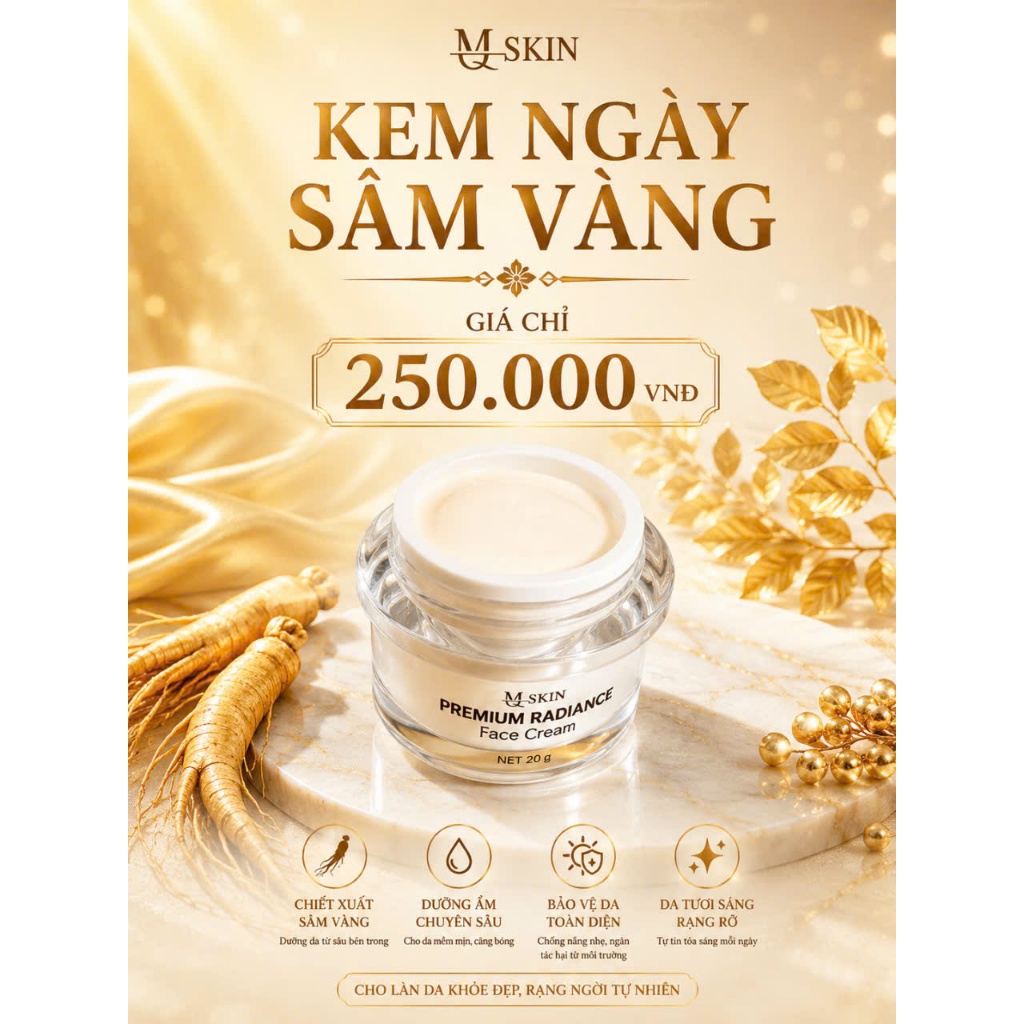 [MẪU MỚI NÂNG CẤP VIP] MQ Skin - Kem Face Đêm Sâm vàng 15g