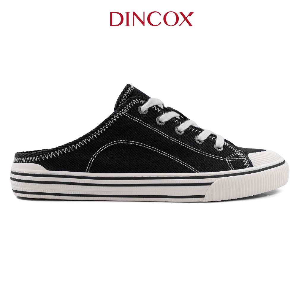 Giày Sục Đạp Gót Mules Vải Sneaker Unisex E10 Black LINE Dincox Shoes
