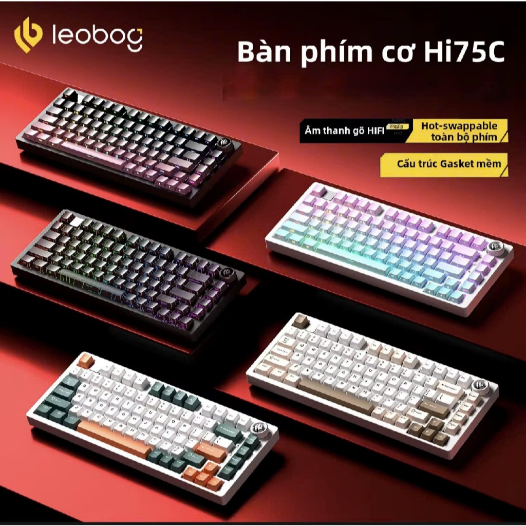 LEOBOG Hi75C Pro Gaming Keyboard 3 Mode RGB Custom Keyboard Cao Cấp
