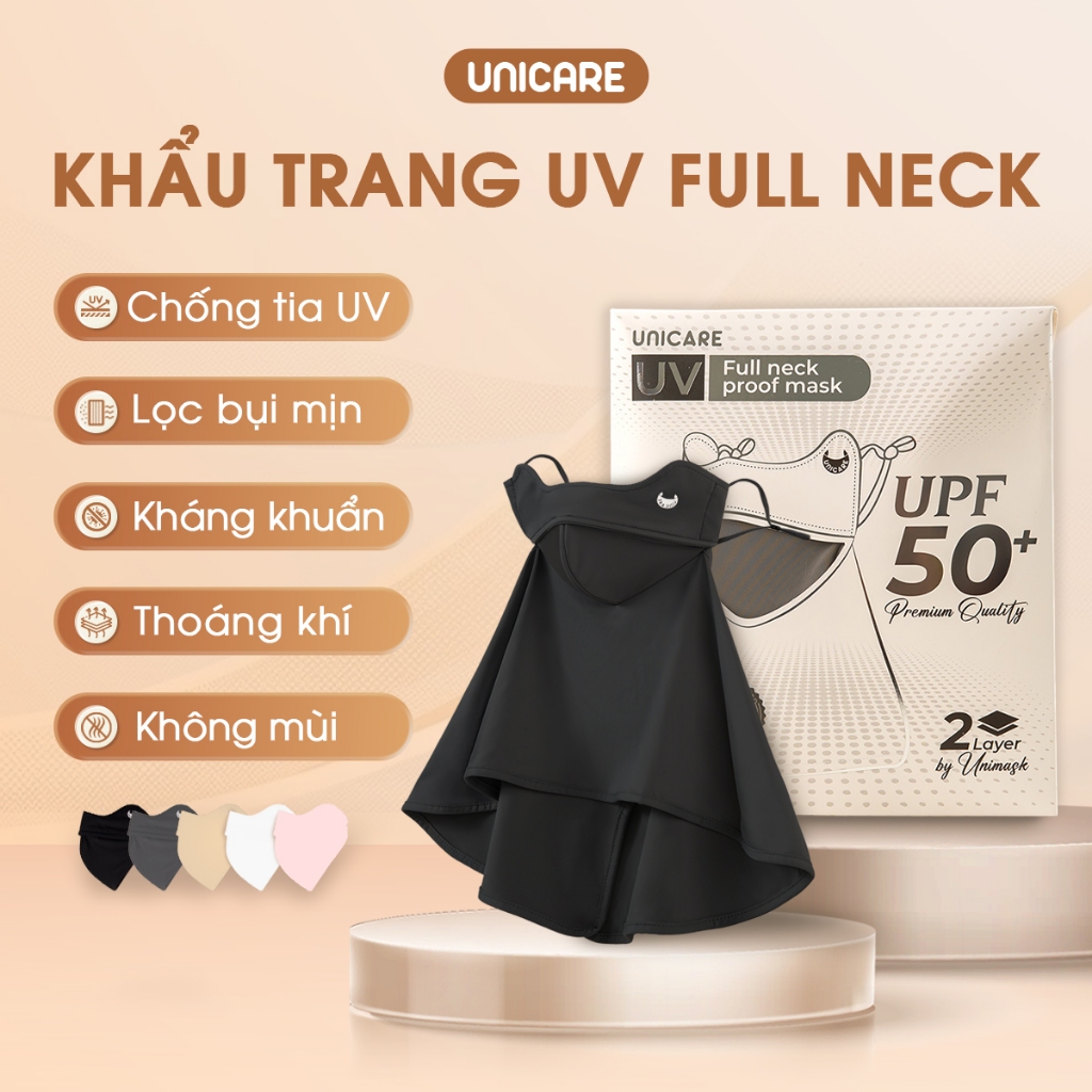 COMBO 2 Khẩu Trang Chống Tia UV Che Kín Cổ Unicare Full Neck Proof Mask