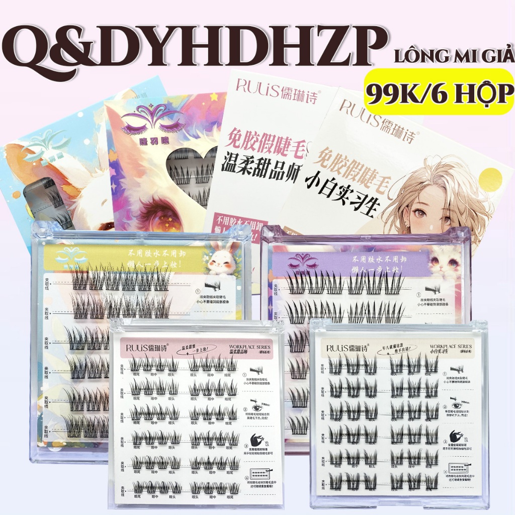 【99K/6 Hộp】 Lông Mi Giả Nối Mi – 6 Kiểu Tùy Chọn, Sợi Mềm Mảnh, Nhẹ Như Mi Thật