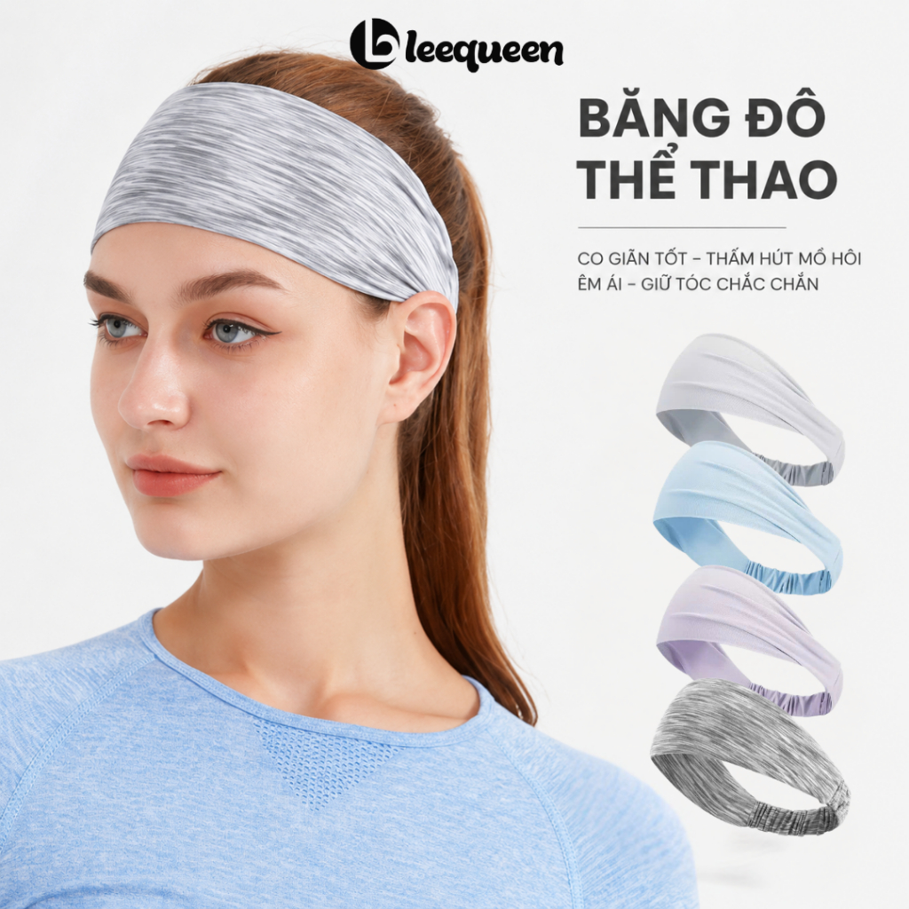 Băng đô chắn mồ hôi tập yoga, gym, chạy bộ, thể thao Lee Queen chất liệu cotton co dãn