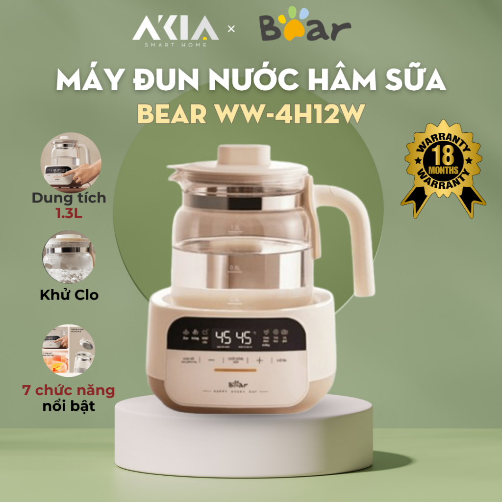 Máy đun nước hâm sữa Bear WW-4H12W | WW-5H12N - Kiểm soát nhiệt độ nước chính xác, chất liệu cao cấp