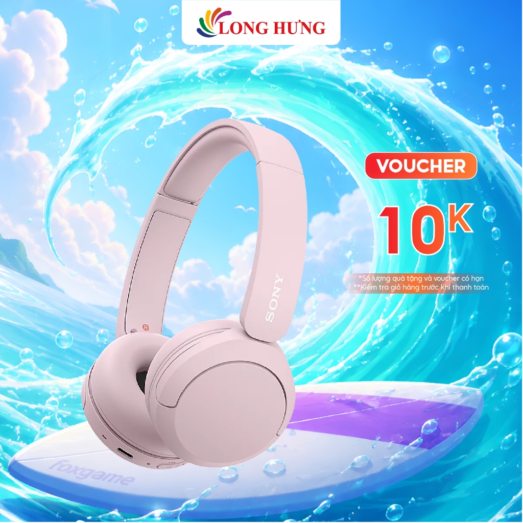 Tai Nghe Bluetooth Sony WH-CH520 - On-Ear, 30mm Dynamic Driver, Xanh Dương, Be, Trắng và Đen