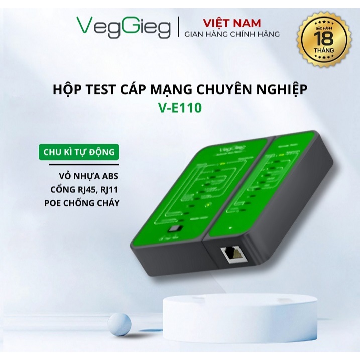Hộp test mạng VEGGIEG VE110 Primium Network Cable  (RJ11/RJ45/POE)