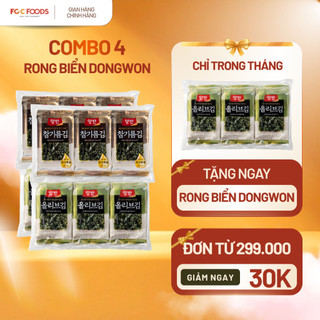 Combo 4 lốc rong biển lá kim ô liu và dầu mè Dongwon ăn liền Hàn Quốc giòn tan