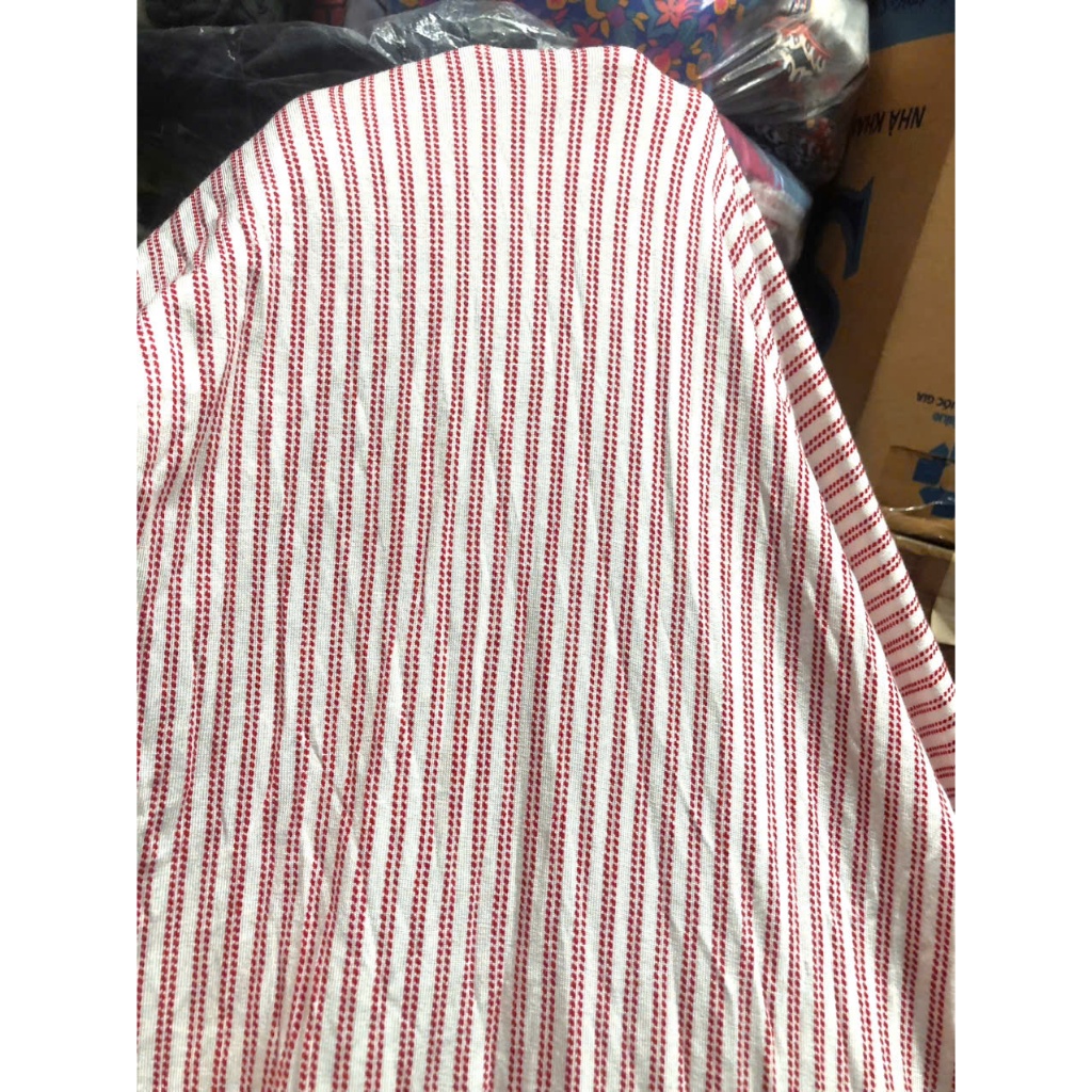 E133 - Vải Thun Cotton kẻ sọc đỏ, rất mềm rũ, co dãn 4 chiều