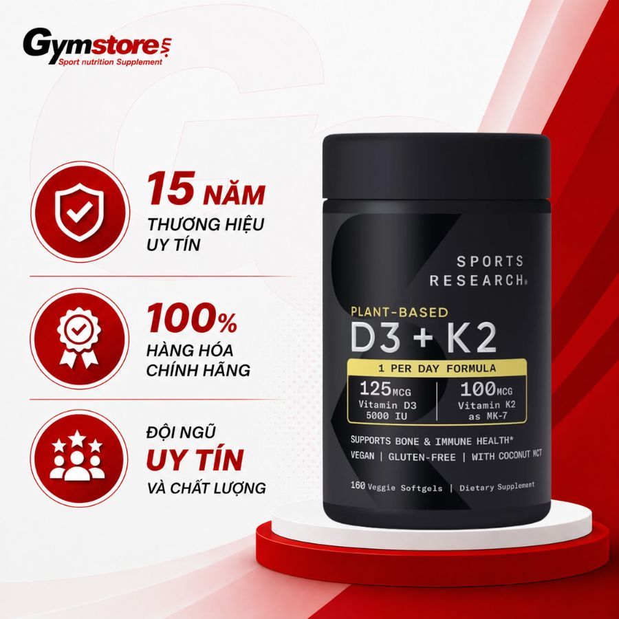 Viên uống SR D3 + K2, hỗ trợ sức khỏe và hệ miễn dịch - Gymstore