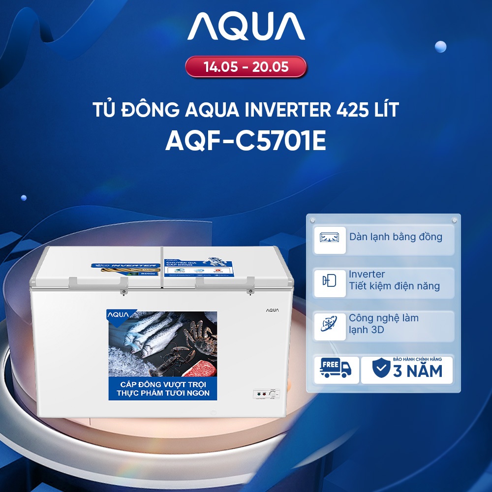 Tủ đông Aqua Inverter 425 lít AQF-C5701E - Hàng chính hãng