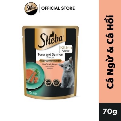 SHEBA Pate Cho Mèo Con Vị Cá Ngừ & Cá Hồi/ Cá Ngừ 70g – 1 gói