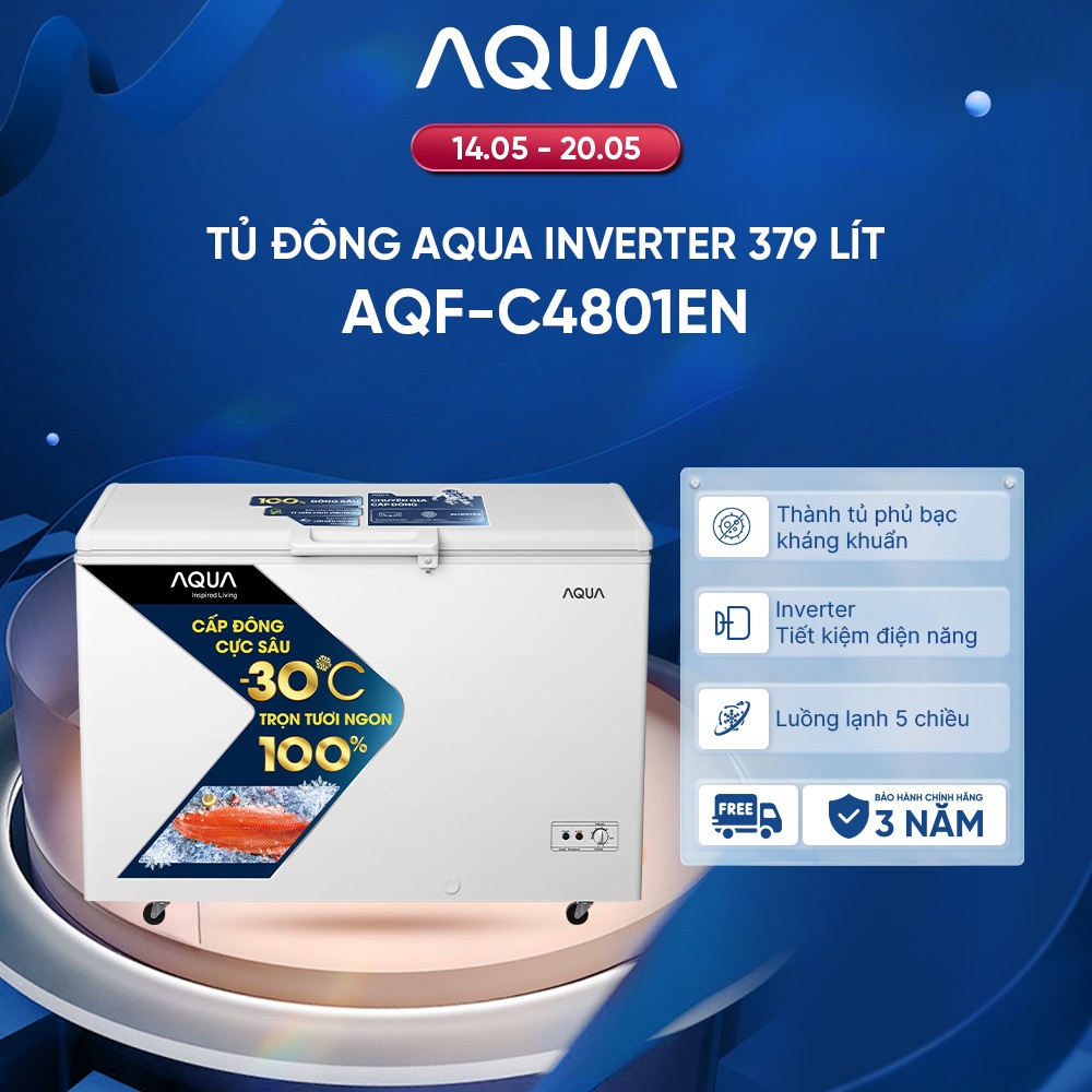 Tủ đông Aqua Inverter 379 Lít AQF-C4801EN - Hàng chính hãng