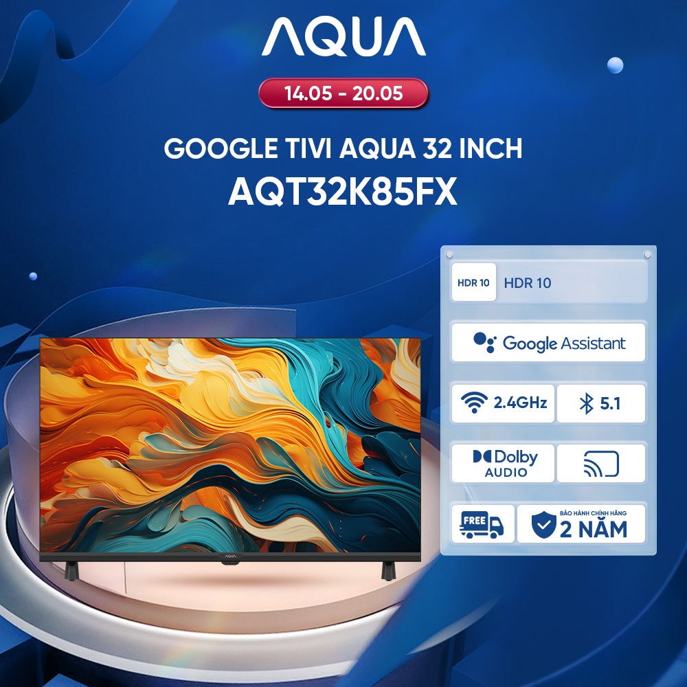 Tivi AQUA HDR AQT32K85FX - viền mỏng 0.3cm - Bảo hành 1 đổi 1 với lỗi màn NSX trong 730 ngáy - Frees